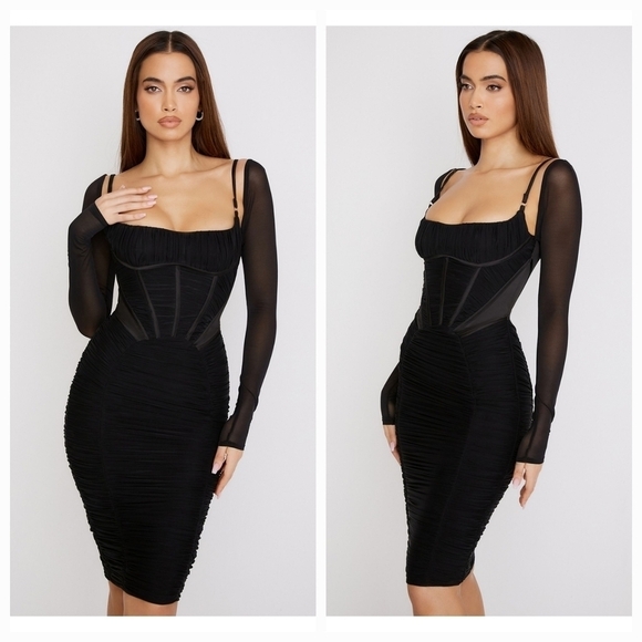 House of CB Freyja Black Gathered Corset Dress size S (Plus Cup) NWT - Picture 2 of 10